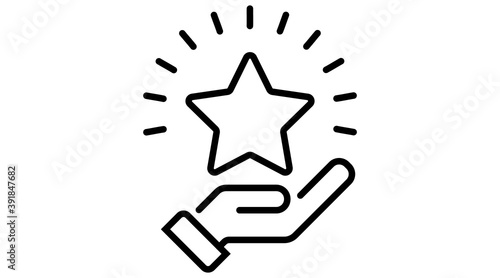 hand star icon value concept. Vector flat line illustrations