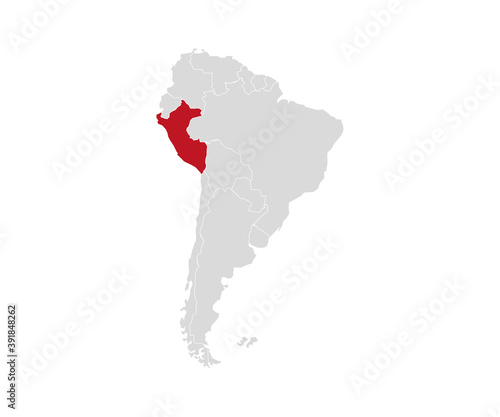 Peru on South America map vector. Vector illustration.