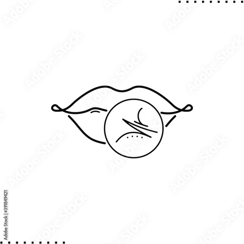 Dry lips, lip crack vector icon in outlines