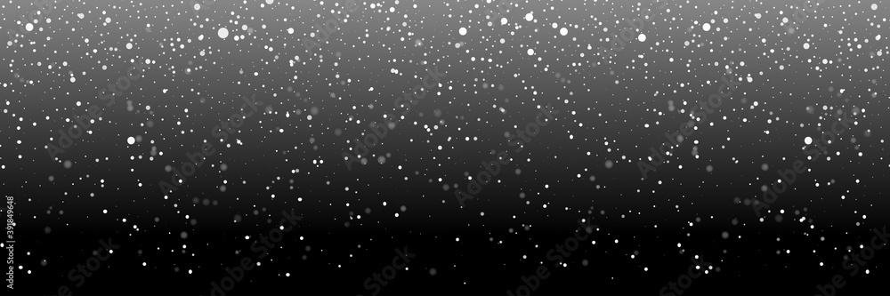 Falling snow on a transparent background. Snow. Snowfall, snowflakes in different shapes and forms. Snowfall isolated on transparent background. Vector illustration