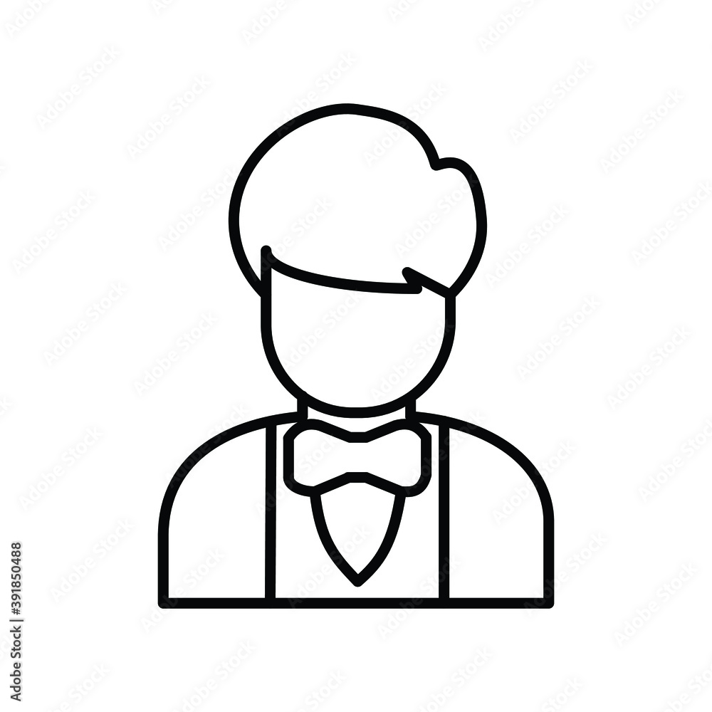 Well Dressed Boy with Bow tie line icon Well Dressed Boy with Bow tie line icon