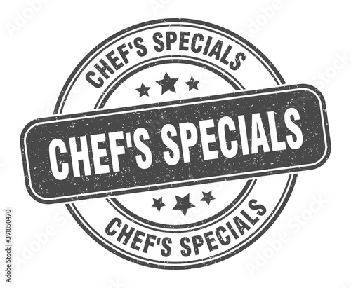 chef's specials stamp. chef's specials label. round grunge sign