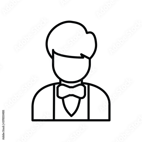 Well Dressed Boy with Bow tie line icon