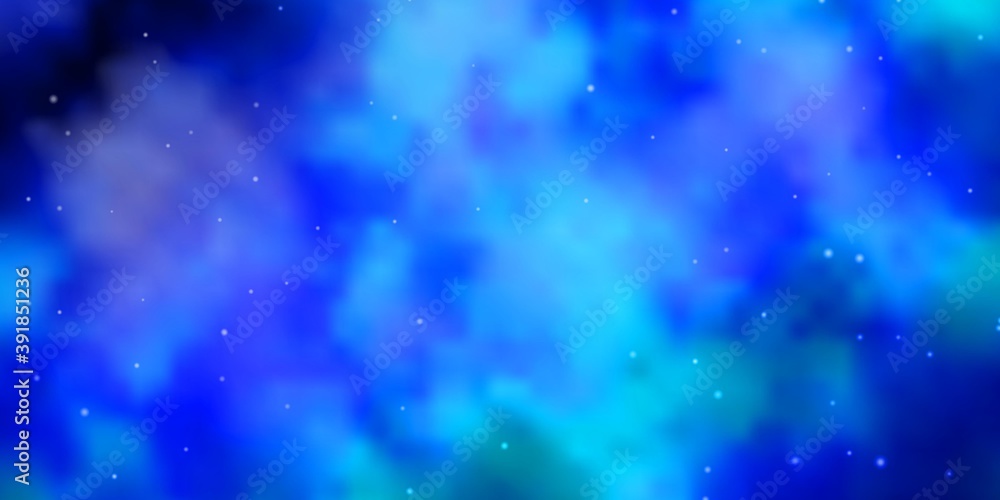 Obraz premium Light BLUE vector background with small and big stars.