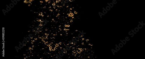 Close up images of oil bubbles from diesel gasoline splashing and floating up to the air on black background for represent power of fuel liquid that active and powerful.