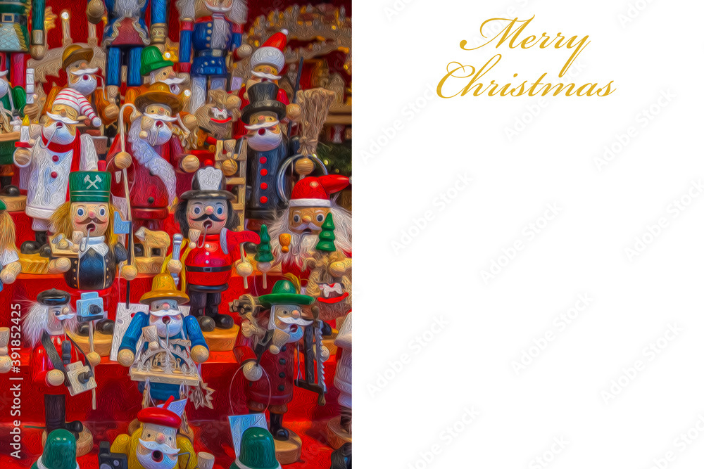 Naklejka premium Christmas card with Nutcracker theme and additional text field 
