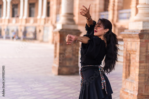 Photography Stock photo of a flamenco dancer dancing and feeling flamenco
