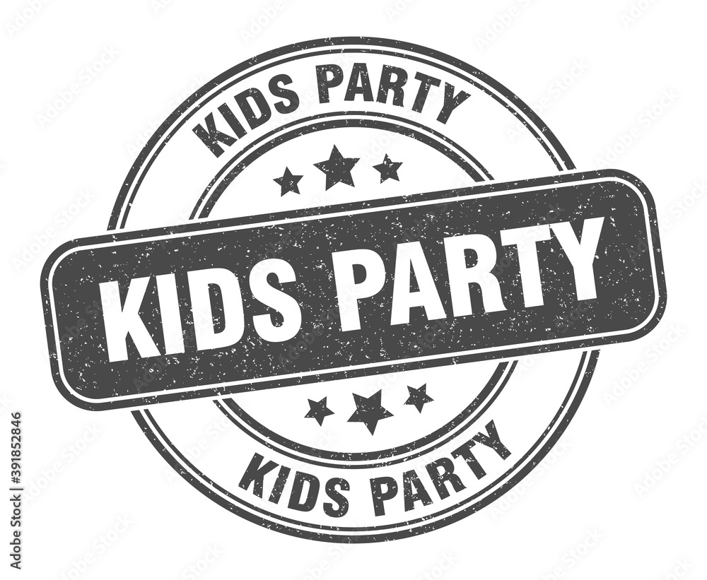 kids party stamp. kids party label. round grunge sign kids party stamp. kids party label. round grunge sign