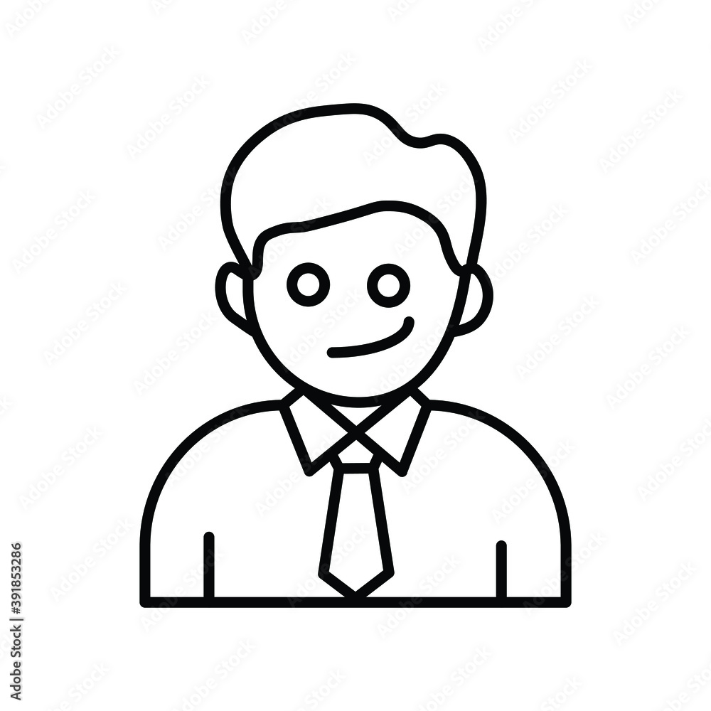 Professional Man with a smile on face line icon Professional Man with a smile on face line icon