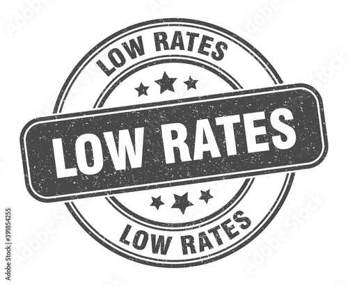 low rates stamp. low rates label. round grunge sign