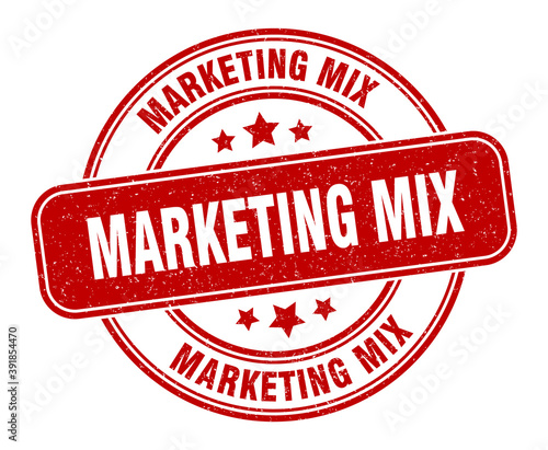 marketing mix stamp. marketing mix label. round grunge sign