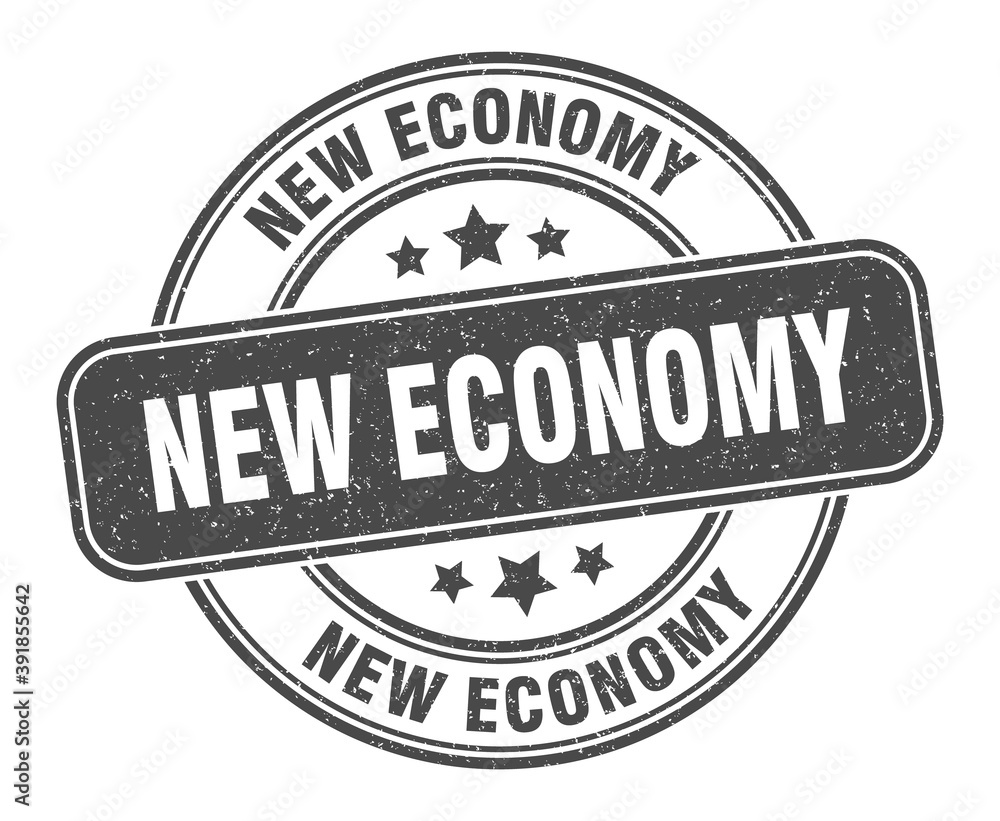 new economy stamp. new economy label. round grunge sign