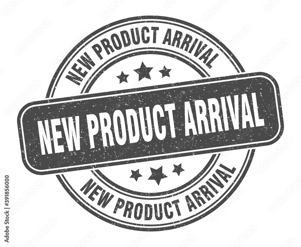 new product arrival stamp. new product arrival label. round grunge sign