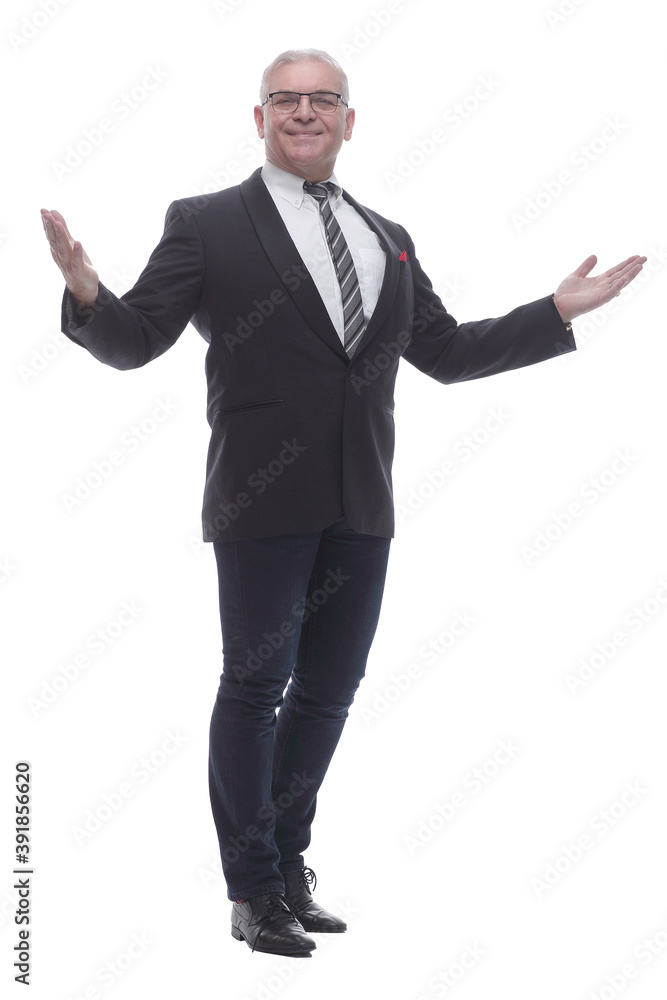 in full growth. friendly Mature man looking at you. in full growth. friendly Mature man looking at you.