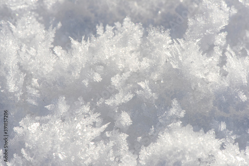 detail of fresh powder snow at winter © Wolfilser