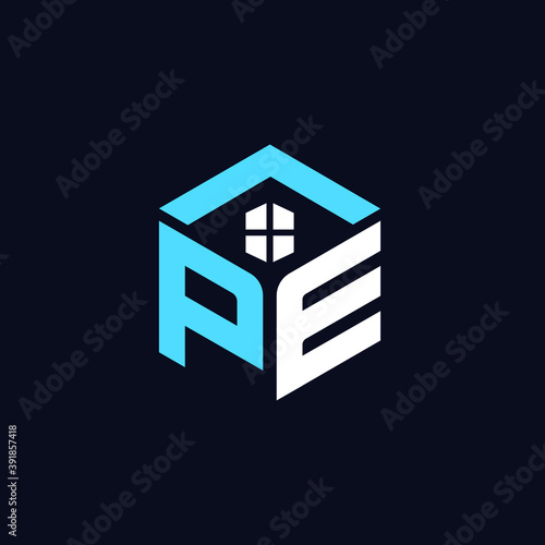 PE Letter Real Estate and Property Logo and Icon Design Vector for Branding and Website Favicon