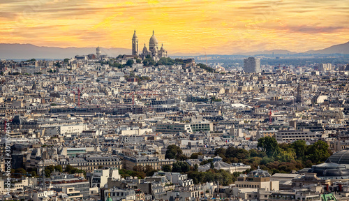Photography Basilica of the Sacred Heart on the summit of Montmartre seen from the Eifel Tow