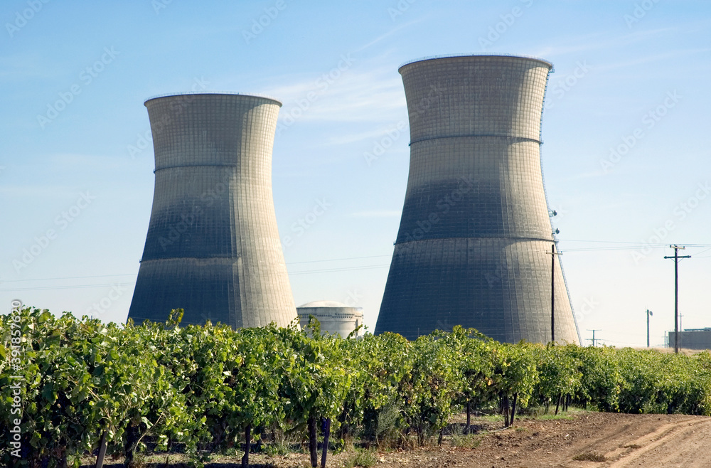 Rancho Seco nuclear plant cooling towers in CA.