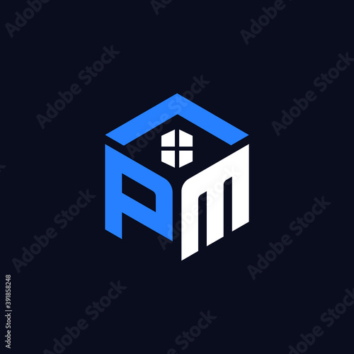 PM Letter Real Estate and Property Logo and Icon Design Vector for Branding and Website Favicon