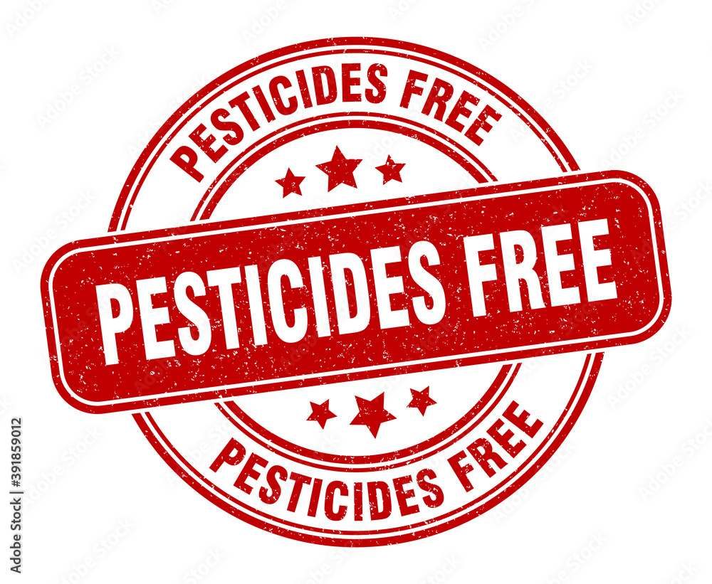 pesticides free stamp. pesticides free label. round grunge sign pesticides free stamp. pesticides free label. round grunge sign
