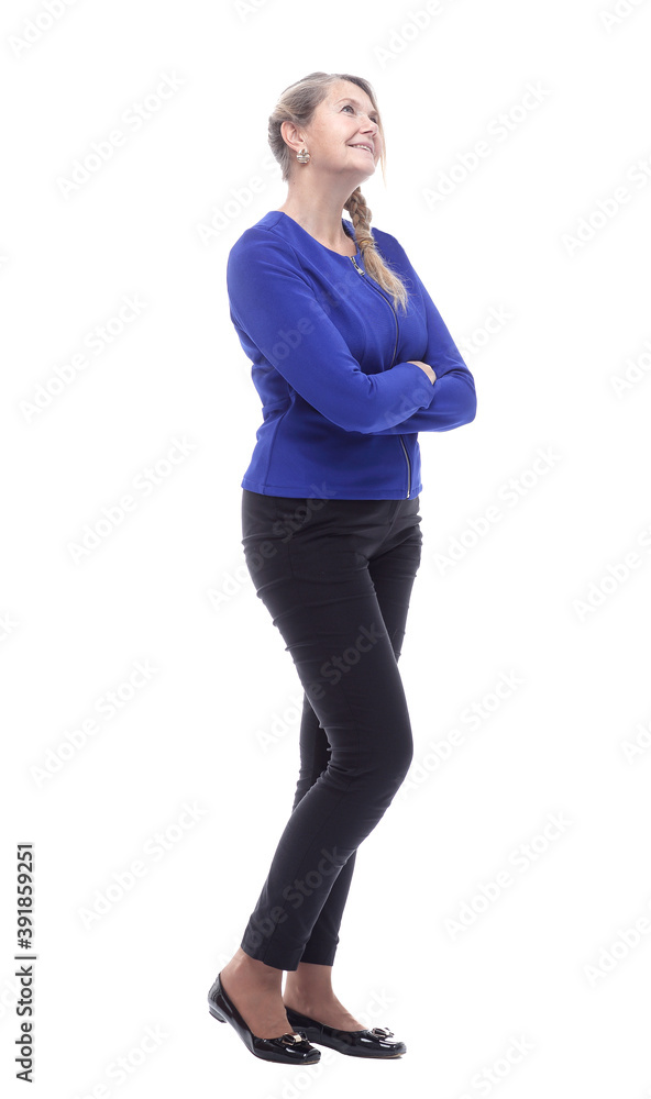 in full growth. smiling woman in casual clothes. in full growth. smiling woman in casual clothes.