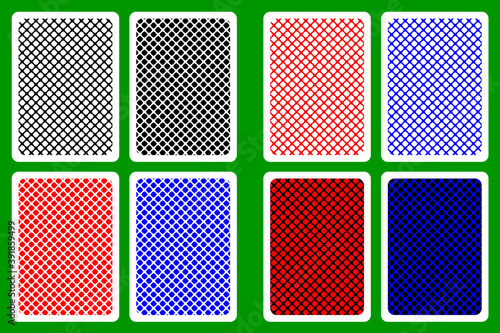 Playing Card Back Designs - grid pattern, vector set,