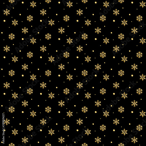 seamless gold snowflakes pattern and background vector illustration
