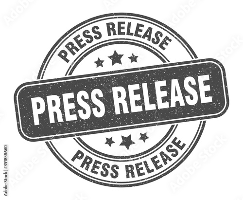press release stamp. press release label. round grunge sign