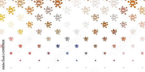 Light orange vector background with covid-19 symbols.