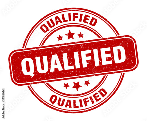 qualified stamp. qualified label. round grunge sign