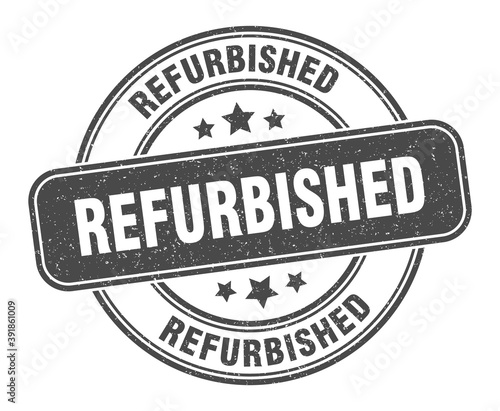 refurbished stamp. refurbished label. round grunge sign