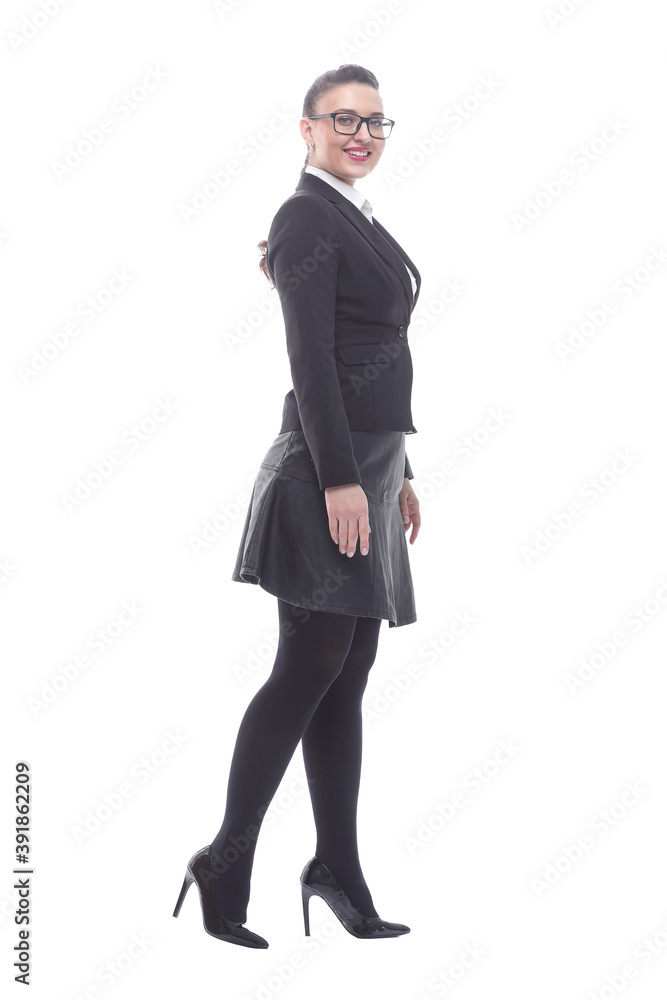 side view. confident business woman looking at the camera side view. confident business woman looking at the camera