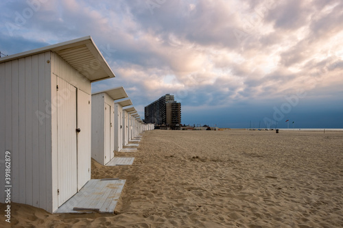 Deserted beach of Ostend in Belgium