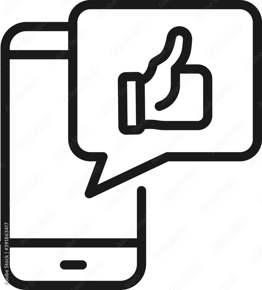 like and comment with smartphone icon