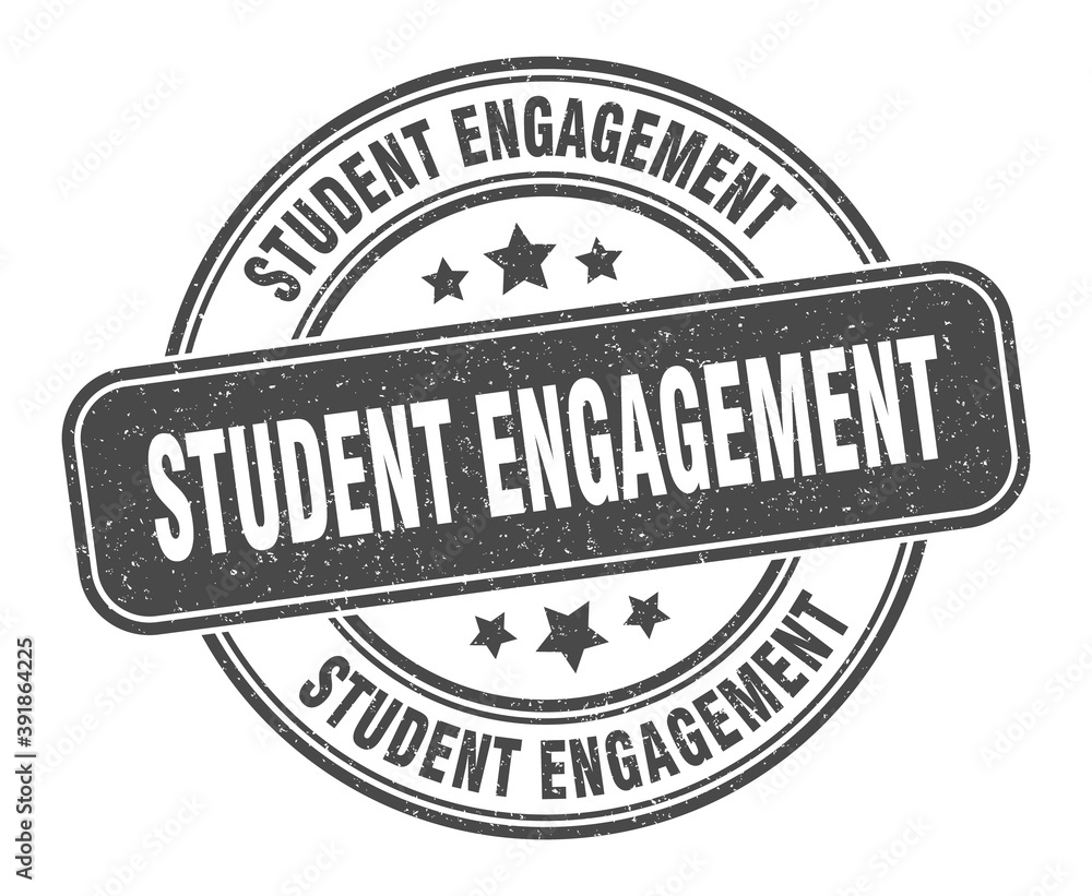 student engagement stamp. student engagement label. round grunge sign