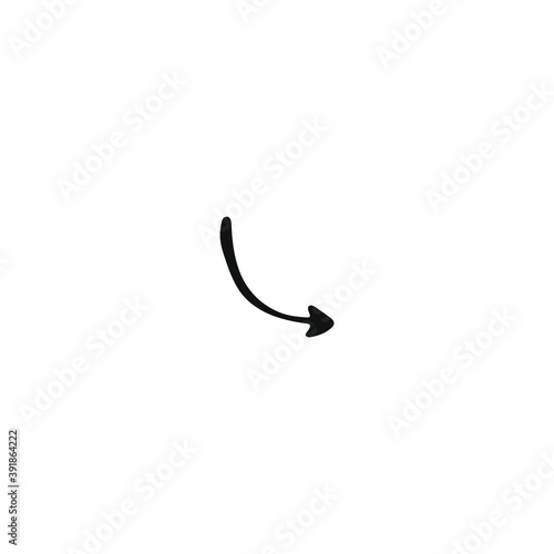 Single arrow element in doodle business set. Hand drawn vector illustration.