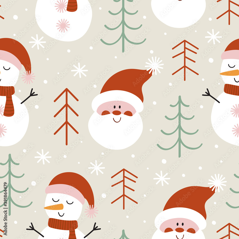 seamless pattern with Santa Claus and snowman seamless pattern with Santa Claus and snowman