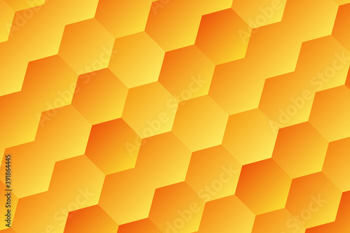 Yellow, orange honeycomb, hexagon, illustration, background, design for business, illustration, web, landing page, wallpaper.
