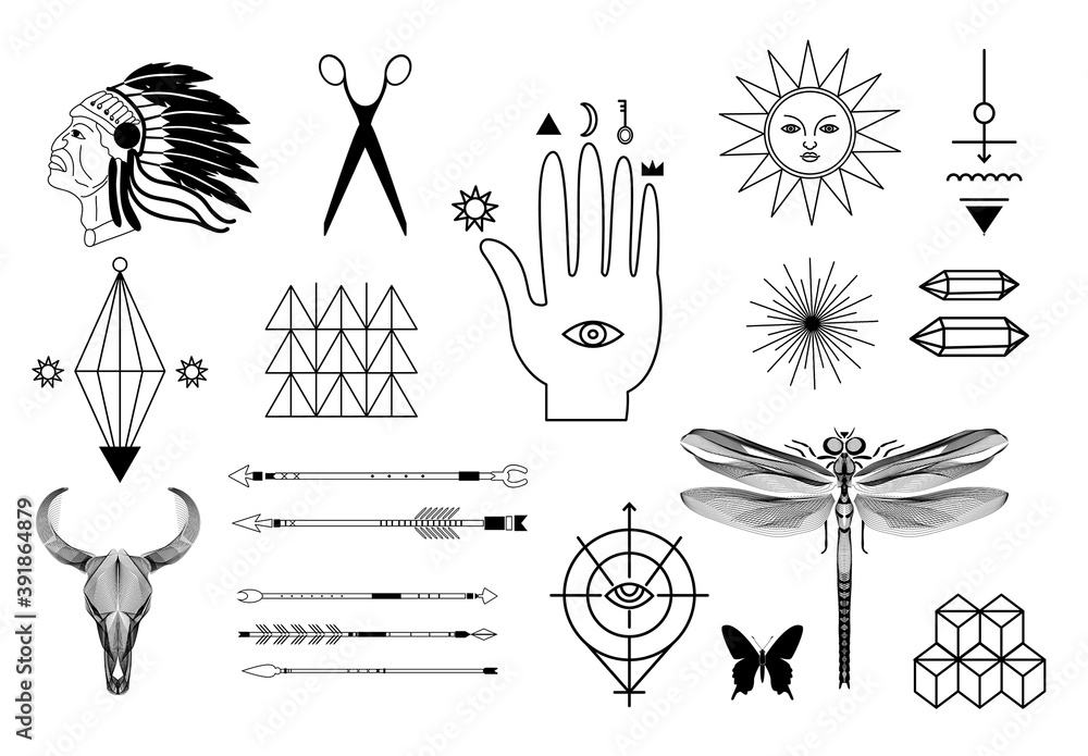 Hipster Symbols and Logotypes Set Stock Template | Adobe Stock