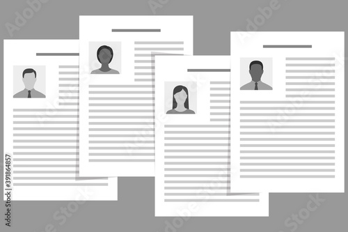 Resumes of job applicants of different races and sexes