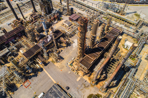 Aerial Overhead view of Petroleum Refinery Facilities