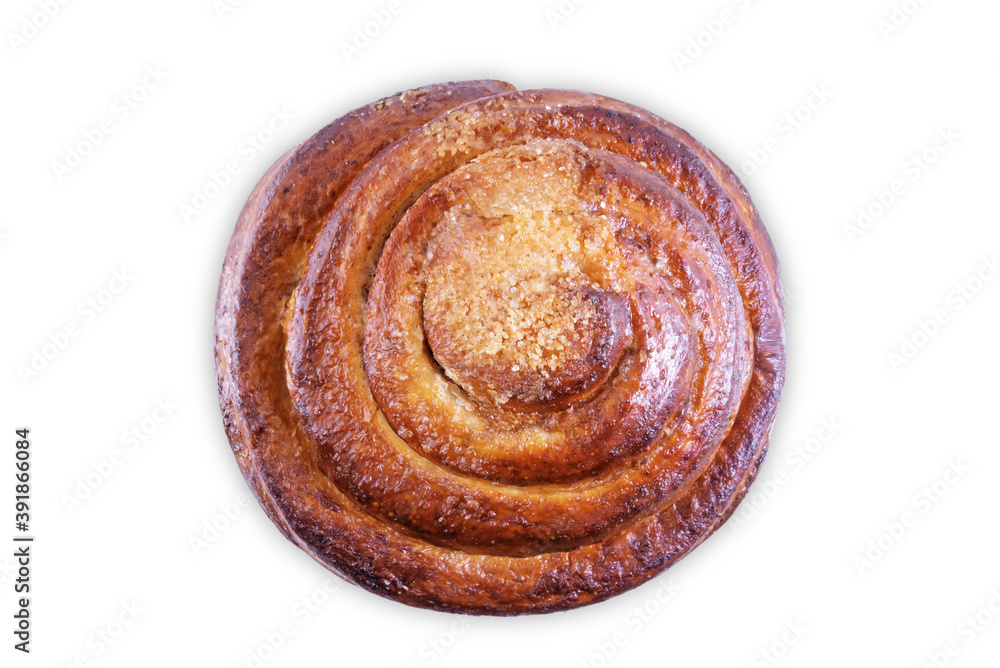 Fototapeta premium Roll bun with cinnamon on a white isolated background