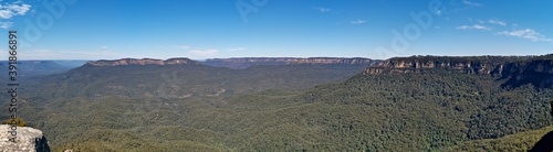 Beautiful panoramic view of blue mountain, Golf Link Lookout, Blue Mountain National Park, New South Wales, Australia 