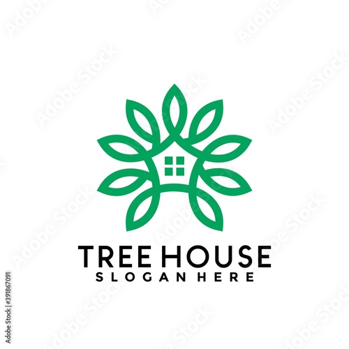 The Tree House Leaves logo Design vector illustration, Exclusive Logos Designs