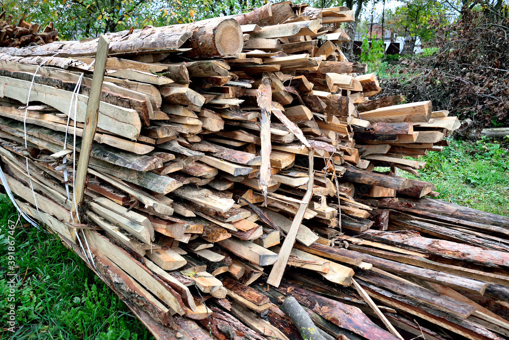 bunch of edged boards, firewood for the winter bunch of edged boards, firewood for the winter