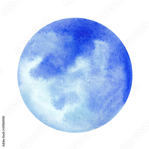 Watercolor abstract blue sphere