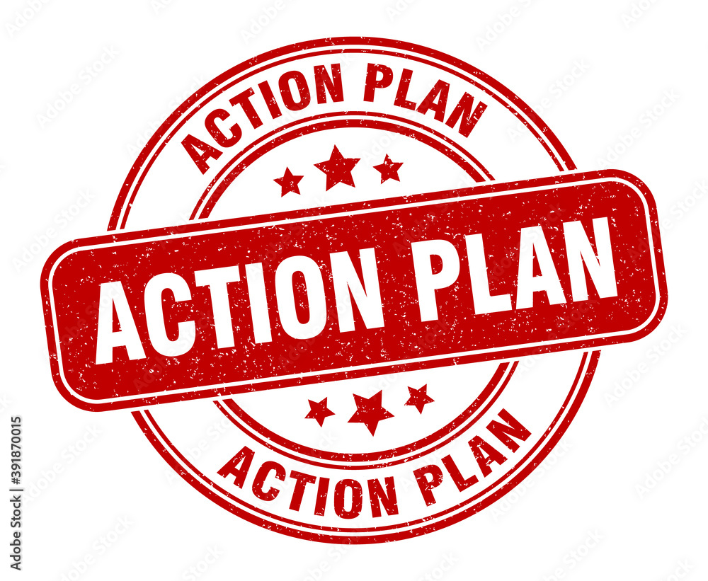action plan stamp. action plan label. round grunge sign