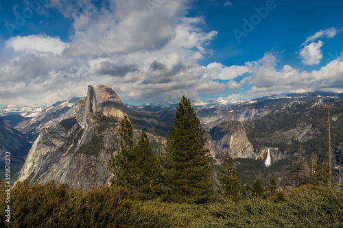 View from Glacier Point at Half Dome and Nevada Falls, Yosemite National Park, California, USA
