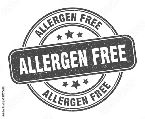 allergen free stamp. allergen free label. round grunge sign