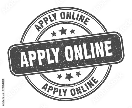 apply online stamp. apply online label. round grunge sign